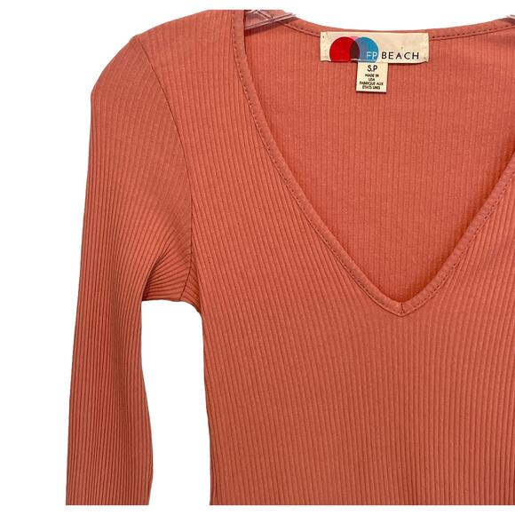 FP Beach Free People Who Needs Sleep Dress Womens Small Salmon Bell Sleeve Mini - Picture 4 of 9